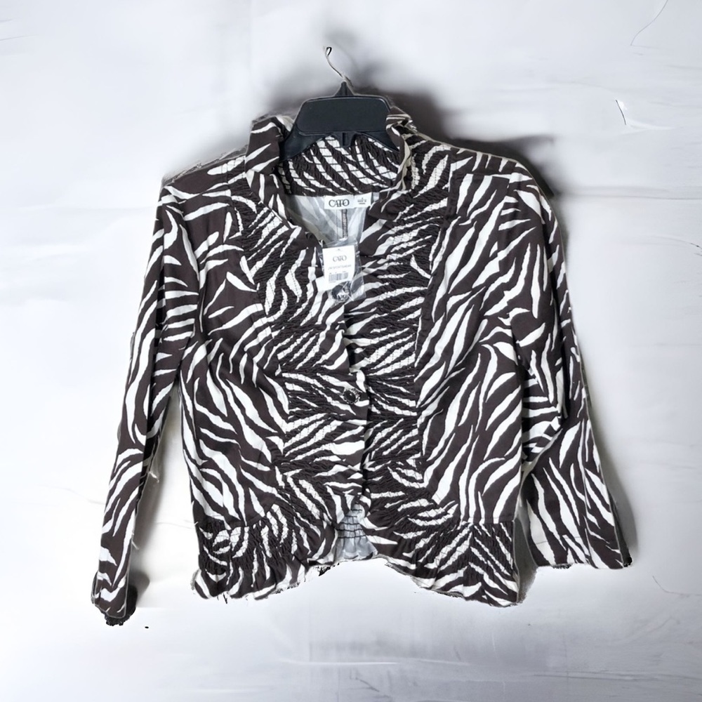 Cato Animal Print Shrug Brown White NWT Small